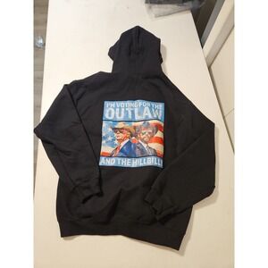 Trump 2024 Hoodie Blk Gildan Med. "Im Voting For The Outlaw And Hillbilly" (1001